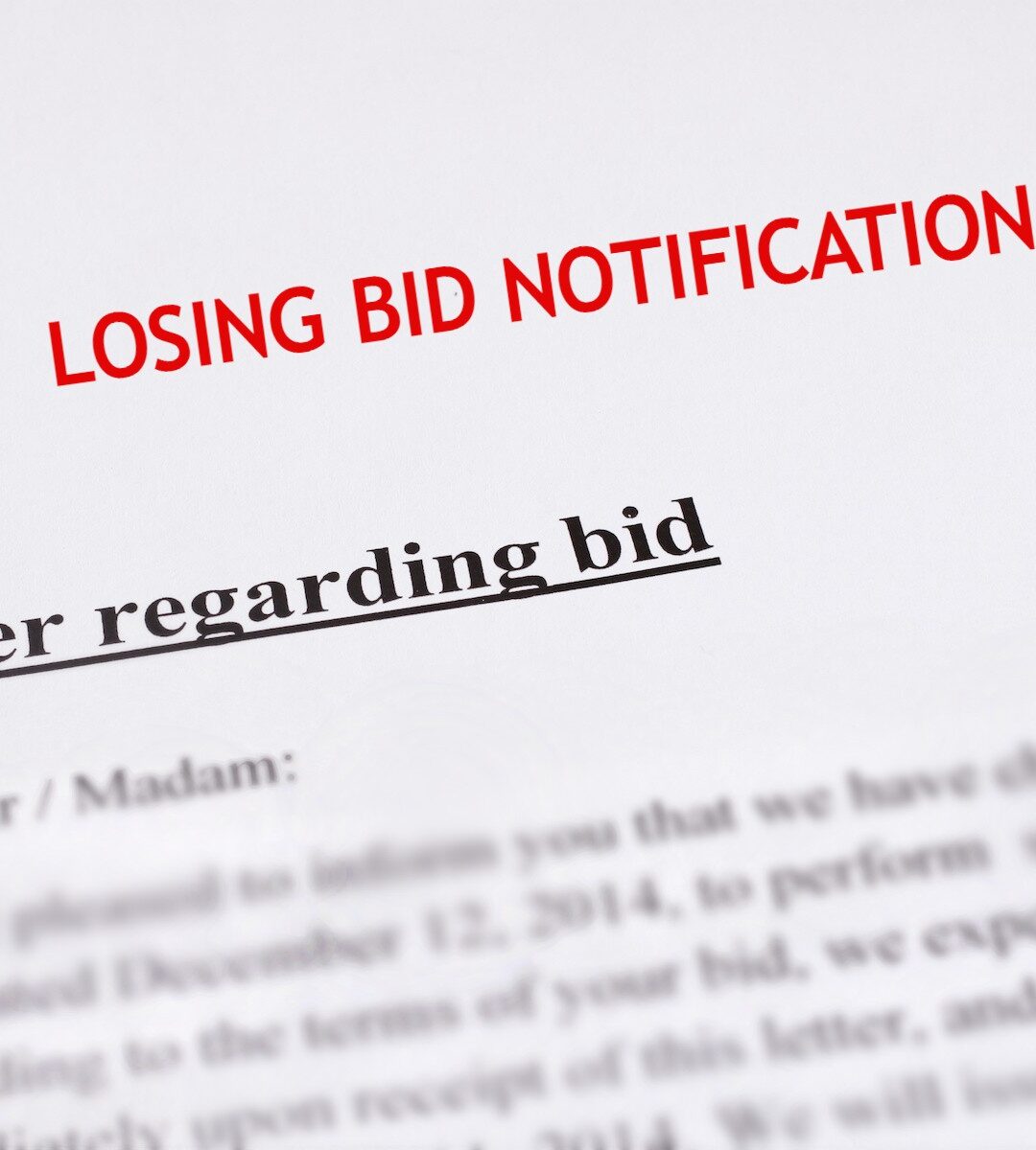 Six Common Reasons For Losing A Bid